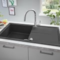 Miniatyrbild 4 av 5: GROHE 1 -grepps tvättställsblandare Concetto 31483002 -Bec svängbart rör -360 ° rotation -Uttdragbar dusch -Flödesbegränsare -Krom Grå
