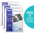 Miniatyrbild 1 av 4: Set med 3 anpassningsbara A4-dokumentskydd - WAYTEX - 931442P - 60 visningar - Transparent polypro-fodral Transparent