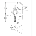 Miniatyrbild 3 av 3: Köksblandare - GROHE Get - Krom - C-pip - Hög pip - 150° rotation Krom