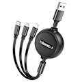 Miniatyrbild 3 av 6: USB-A till Type-C, Lightning, Micro-USB, 2A, 1m - Hoco Double-Pull (X75) - Svart