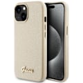 Miniatyrbild 1 av 6: Skydd för iPhone 15 / iPhone 14 / iPhone 13 - Guess Glitter Glossy Glossy Script (GUHCP15SPGMCSD) - Glittrande Beige