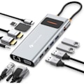 Miniatyrbild 1 av 4: USB C-dock - NOVOO - 12-i-1 - Dual HDMI 4K - VGA - 100W PD - Gigabit Ethernet