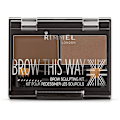 Miniatyrbild 1 av 4: Rimmel - 34666640002 - Brow This Way Kit för att Omforma Brynen Mörkbrun, Puder 0,04 Ounce, Vax 0,03 Ounce