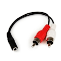 Miniatyrbild 2 av 4: Mini-Jack 3,5 mm till 2x RCA Y-kabel - STARTECH - Färgcoderade kontakter - Svart Svart