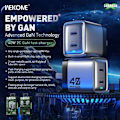 Miniatyrbild 2 av 5: WEKOME WP-U02 Mecha Series - 2x USB-C Super Fast GaN 40W väggladdare (Silver)