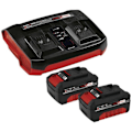 Miniatyrbild 1 av 3: Einhell Startkit 2 x 4,0 Ah + Dubbel Laddare Power X-Change (Lithium-Ion, 18V, 1 laddare + 2 batterier 4,0 Ah)