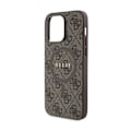 Miniatyrbild 6 av 6: Etui för iPhone 15 Pro Max - Guess - 4G Collection - Läder Metall - Brun - MagSafe kastanj