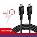 Miniatyrbild 4 av 4: Kabel 2x USB-C 15W Maclean MCE493 som stöder QC 3.0 datatransfer 3A svart längd 1m