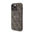 Miniatyrbild 2 av 6: Etui för iPhone 15 Pro Max - Guess - 4G Collection - Läder Metall - Brun - MagSafe kastanj