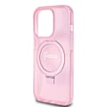 Miniatyrbild 5 av 6: Coque för iPhone 15 Pro - Guess Ring Stand Script Glitter MagSafe (GUHMP15LHRSGSP) - Rosa