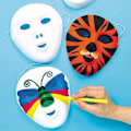 Miniatyrbild 1 av 4: Parti med 8 vita masker att färglägga - Kreativa fritidsintressen för barn. Perfekt för karneval