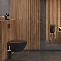 Miniatyrbild 5 av 6: Relaxdays wc-borste i keramik, vertikal wc-borste, utbytbar borsthuvud, 33,5 x 10 cm, rund, svart svart, ljusbrun, silverfärgad