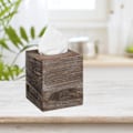 Miniatyrbild 3 av 6: Relaxdays Square Tissue Box, Badrums Tissue Dispenser, Träkub, Shabby, HLP 16,5x14x14 cm, Brun Brun
