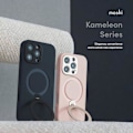 Miniatyrbild 2 av 2: Coque - MOSHI - Kameleon - iPhone 16 Pro Max - Läder - Skydd mot repor - Magnetiskt ring Vanligt rosa