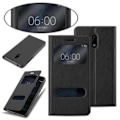 Miniatyrbild 3 av 4: Nokia 6 i COMET BLACK by Cadorabo (Design VIEW) Fullt skyddsfodral med flipskydd, horisontellt stativ och glasögon