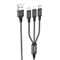 Miniatyrbild 1 av 6: USB-A till Type-C, Lightning, Micro-USB, 2A, 1m - Hoco Super (X76) - Svart