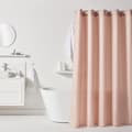 Våfflat duschdraperi - Rosa - Polyester - 180 x 200 cm - 12 krokar - UTILITY - TODAY Ros