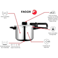 Miniatyrbild 2 av 4: Tryckkokare 6 + 4 L, induktion, 18/10 rostfritt stål, tryckregulator FAGOR Dual Xpress 6/4 Silver 802790