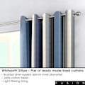 Miniatyrbild 2 av 4: Fusion - Whitworth Stripe - 100 % bomull Par ögla gardiner - 168 cm Bredd X 229 cm Teardrop (168 x 228 cm) i blått