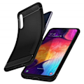 Miniatyrbild 3 av 4: Spigen Samsung Galaxy A50/A30s/A50s Fodral [Rugged Armor] Mjukt, stötsäkert, anti-skrapa, kolfiber (611CS26199) Svart