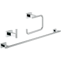 Miniatyrbild 1 av 5: GROHE Essentials Cube 3-i-1 badrumstillbehörsset 40777001 - Väggkrok - Handdukstork - Toalettpappershållare - Krom