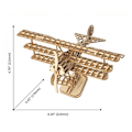 Miniatyrbild 1 av 4: 3D trämodell Biplan - ROBOTIME - Biplansmodell - Byggleksak - Pedagogiska leksaker Svart