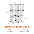 Miniatyrbild 3 av 4: Grunder - cube-12-6B - 6 stapelbara förvaringshyllor i metallnät, 66 x 32 x 96.5 cm, svart