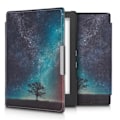 Miniatyrbild 1 av 4: kwmobile eReader Fodral Kompatibel med Kobo Aura H2O Edition 1 - PU Läder Magnetic Flip Cover - Cosmic Tree Blue-Gr