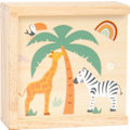 Miniatyrbild 6 av 6: Trä memoreringsspel för barnsafari vilda djur beige och orange