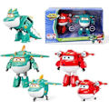 Miniatyrbild 1 av 2: "Super Wings 5" Förvandlande Karaktärer 2-Pack Förvandlande Superladdad Jett + Tino, Transformersleksak för 3+ År Gammal Pojke Flicka" Röd