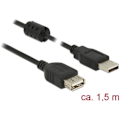 Miniatyrbild 1 av 2: Delock Extension DELOCK Verläng. Kabel USB 2.0 Typ-A 1.5m 84884 USB 2.0 [1x USB 2.0 typ A hane - 1x USB 2.0 typ A hona