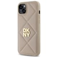 Miniatyrbild 3 av 6: iPhone 15 Plus-fodral - DKNY läder quiltad staplad logotyp (DKHCP15MPQDSLE) - Noir