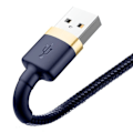 Miniatyrbild 5 av 6: Baseus Cafule blå+guld USB till Lightning-kabel 15A 2M flätad kompatibel för iPhone 6 7 8 Plus XS XR 11 12 13 CALKLF-CV3 Guld-Blå