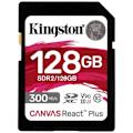 Miniatyrbild 1 av 3: Kingston Minneskort SD 128GB Canvas React Plus 300/260 UHS-II U3 - 0740617301960