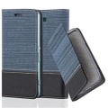 Miniatyrbild 1 av 4: Sony Xperia Z3 COMPACT Fodral i MÖRKBLÅ SVART från Cadorabo (TYG-LEATHERETTE Design) Fullt skyddsfodral med flipskydd