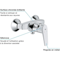 Miniatyrbild 3 av 4: GROHE Start Flow engrepps duschblandare, väggmontering, gängad anslutning för 1/2" slang, metallrosetter ingår, 23771000