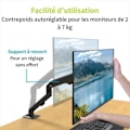 Miniatyrbild 2 av 6: ACROPAQ Stöd för PC-skärm 17" till 27" - Universell monitorarm med fjäder - 360° rotation - Bords tjocklek 10-80mm - Snabb montering - Svart
