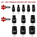 Miniatyrbild 3 av 4: Casoman - CS024 - 11 st hona E-TORX Star Socket Set med skena, hona External Star Socket Set, E4 - E20 Moment Socket Set
