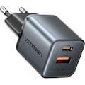 Miniatyrbild 1 av 2: Vention 2-Port USB (C A) GaN-laddare (30W/18W) EU-plugg grå