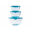 Miniatyrbild 1 av 4: Pyrex (R) - Prep - Store - Set med 3 resistenta glasskålar med lock (0,5L - 1L - 2L) - BPA-fri