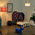 Miniatyrbild 2 av 6: Relaxdays Tält för barn, "pop up" system, till din lilla älsklings säng, planeter, LP 220x79 cm, flerfärgad mörkblå, gul, ljusblå