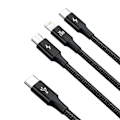 Miniatyrbild 2 av 4: BASEUS CAMLT-SC01 Typ-C till Micro USB-Typ-C-Lightening PD Strömkabel 20W 1,5m Svart