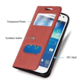 Miniatyrbild 3 av 4: Cadorabo Fodral Samsung Galaxy S4 RED SAFRAN VIEW Fodral Fodral Fodral Magnetskydd stöder stativ och fönster