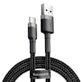 Miniatyrbild 2 av 6: USB till USB Typ C-kabel - BASEUS - Snabbladdning - 1m - Flätad nylon - Svart Svart