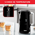 Miniatyrbild 3 av 6: TEFAL Smart'n Light, Vattenkokare, Digital skärm, 1,7 L, 5 temperaturer, Anti-skållningsvägg, Rostfri inredning, 360° bas KO850810 Svart
