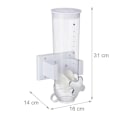 Miniatyrbild 4 av 6: Relaxdays Cereal Dispenser, väggmontering, 1,7 L, godis, torra livsmedel, HLP 31x16x14 cm, vit vit, transparent, silver