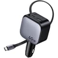 Bil laddare - UGREEN - 60W - USB-A + USB-C - Nedfällbar version - Svart Svart