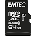 Miniatyrbild 1 av 3: MicroSDXC 64GB EMTEC minneskort + CL10 Gold+ UHS-I 85MB/s adapter