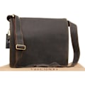 Miniatyrbild 1 av 4: Sac Gibecière XL A4 - Visconti - 16054 - Mörkbrunt Läder - Justerbar Axelrem - 31.5x39.5x12 cm Mörkbrun