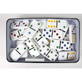 Miniatyrbild 3 av 4: TACTIC Double 6 dominospel i metalllåda - Pojke och flicka - Från 5 år Blå